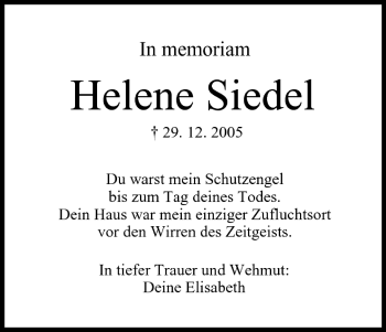 Anzeige von Helene Siedel von MGO