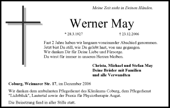 Anzeige von Werner May von MGO