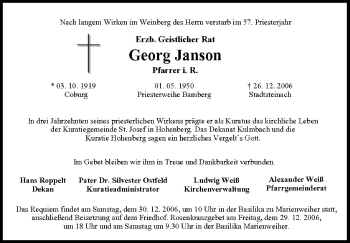 Anzeige von Georg Janson von MGO