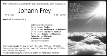 Anzeige von Johann Frey von MGO