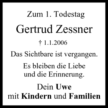 Anzeige von Gertrud Zessner von MGO