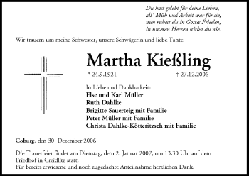 Anzeige von Martha Kießling von MGO
