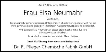 Anzeige von Elsa Neumahr von MGO