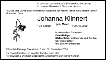 Anzeige von Johanna Klinnert von MGO