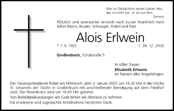 Anzeige von Alois Erlwein von MGO