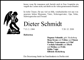 Anzeige von Dieter Schmidt von MGO