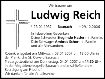Anzeige von Ludwig Reich von MGO