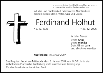 Anzeige von Ferdinand Holhut von MGO