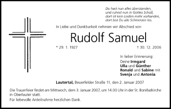 Anzeige von Rudolf Samuel von MGO