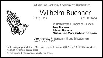 Anzeige von Wilhelm Buchner von MGO