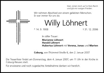 Anzeige von Willy Löhnert von MGO
