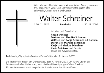 Anzeige von Walter Schreiner von MGO