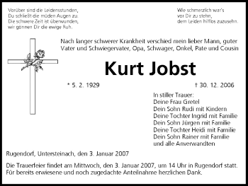 Anzeige von Kurt Jobst von MGO