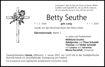 Anzeige von Betty Seuthe von MGO