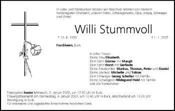 Anzeige von Willi Stummvoll von MGO
