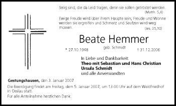 Anzeige von Beate Hemmer von MGO