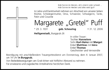 Anzeige von Margarete Puff von MGO
