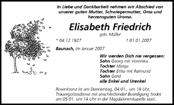 Anzeige von Elisabeth Friedrich von MGO