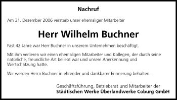 Anzeige von Wilhelm Buchner von MGO