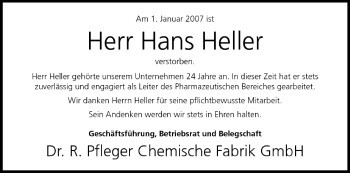 Anzeige von Hans Heller von MGO