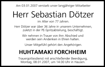 Anzeige von Sebastian Dötzer von MGO