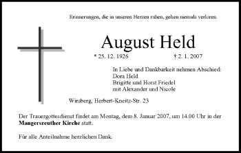 Anzeige von August Held von MGO