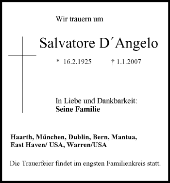 Anzeige von Salvatore D´Angelo von MGO
