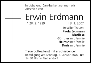 Anzeige von Erwin Erdmann von MGO