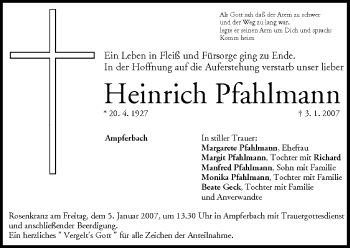 Anzeige von Heinrich Pfahlmann von MGO