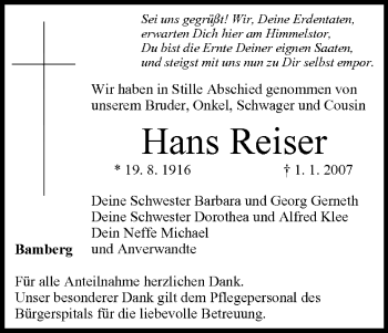 Anzeige von Hans Reiser von MGO