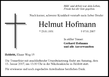 Anzeige von Helmut Hofmann von MGO