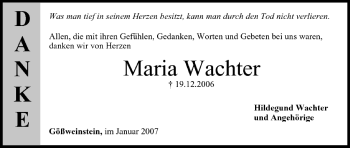 Anzeige von Maria Wachter von MGO