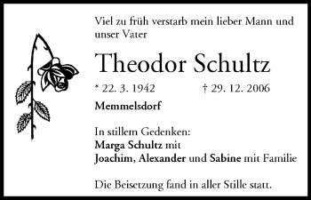 Anzeige von Theodor Schultz von MGO