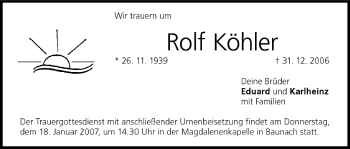 Anzeige von Rolf Köhler von MGO