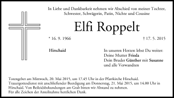 Anzeige von Elfi Roppelt von MGO
