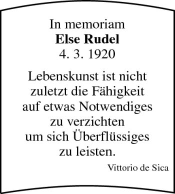 Anzeige von Else Rudel von MGO