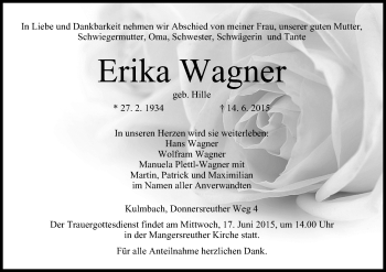 Anzeige von Erika Wagner von MGO