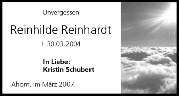 Anzeige von Reinhilde Reinhardt von MGO