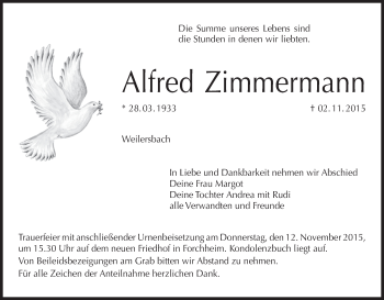 Anzeige von Alfred Zimmermann von MGO