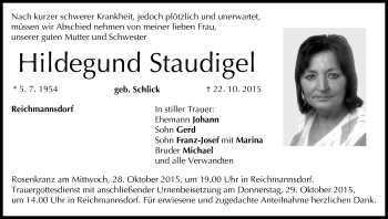 Anzeige von Hildegund Staudigel von MGO