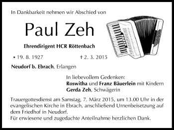 Anzeige von Paul Zeh von MGO