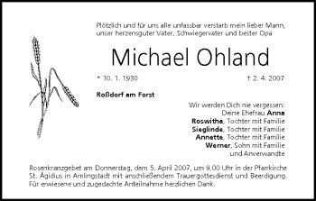 Anzeige von Michael Ohland von MGO