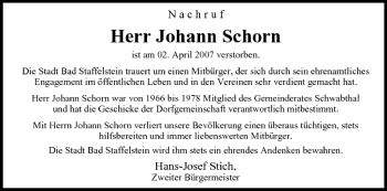 Anzeige von Johann Schorn von MGO