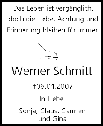 Anzeige von Werner Schmitt von MGO