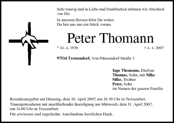 Anzeige von Peter Thomann von MGO