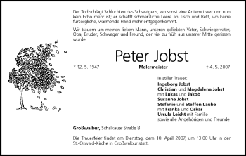 Anzeige von Peter Jobst von MGO