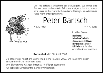 Anzeige von Peter Bartsch von MGO