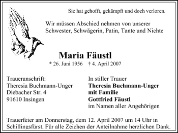 Anzeige von Maria Fäustl von MGO