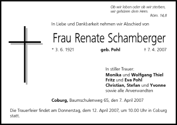 Anzeige von Renate Schamberger von MGO