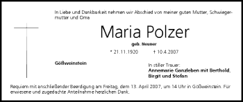 Anzeige von Maria Polzer von MGO